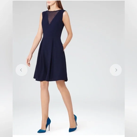Reiss Marlowe Fit And Flare mini Dress Navy - Picture 5 of 15